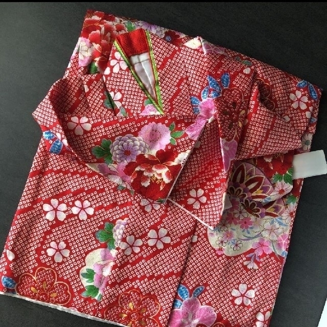 正絹 着物 被布セットの通販 by さくら|ラクマ きょうと花ひめ 3歳 七五三 定番安い