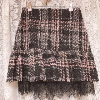 ザラ(ZARA)のZARA ツイード　スカート　ピンク　ブラック　黒(ミニスカート)