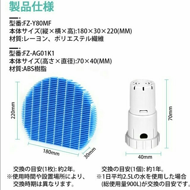 SHARP(シャープ)のSHARP加湿フィルター&イオンカートリッジ スマホ/家電/カメラの生活家電(空気清浄器)の商品写真