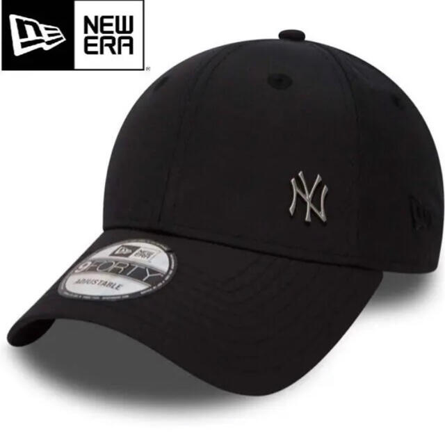 NEW ERA(ニューエラー)のニューエラ キャップ NY ヤンキース 黒 ワンポイント メタル ロゴ ブラック メンズの帽子(キャップ)の商品写真