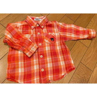 ダブルビー(DOUBLE.B)のダブルB 長袖　チェックシャツ　オレンジ　80(シャツ/カットソー)