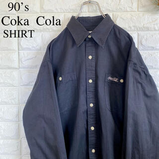 コカコーラ(コカ・コーラ)のCoca Cola コカコーラ 長袖 シャツ 刺繍 企業ロゴ 黒 オーバーサイズ(シャツ)