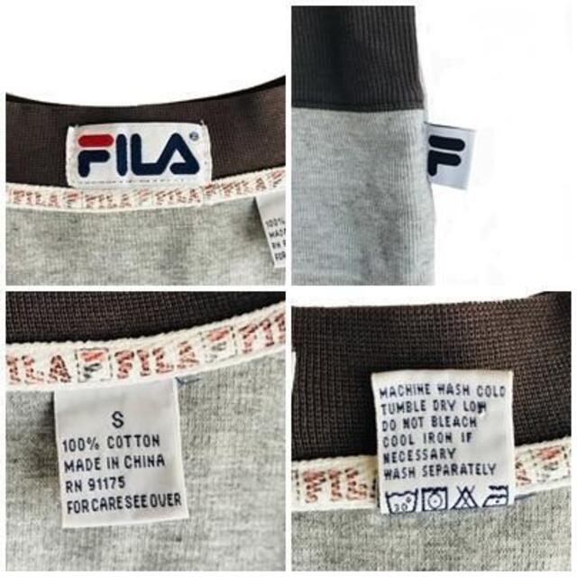 FILA(フィラ)のデカロゴ 刺繍 ライン 切り替え ボックス スウェット 古着 メンズのトップス(スウェット)の商品写真