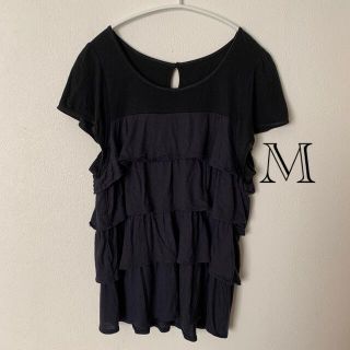 ロペ(ROPE’)のロペ　M レディース  Tシャツ　トップス　フリル　紺　黒(Tシャツ(半袖/袖なし))