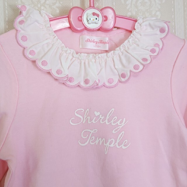 Shirley Temple(シャーリーテンプル)のシャーリーテンプル♥新品タグ付き♥袖ギンガムリボンカットソー♥110cm♥ピンク キッズ/ベビー/マタニティのキッズ服女の子用(90cm~)(Tシャツ/カットソー)の商品写真