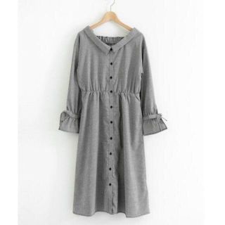 マジェスティックレゴン(MAJESTIC LEGON)のMAJESTIC LEGON☆新品♪リボン付きキャンディ袖＊ガーリーシャツワンピ(ひざ丈ワンピース)