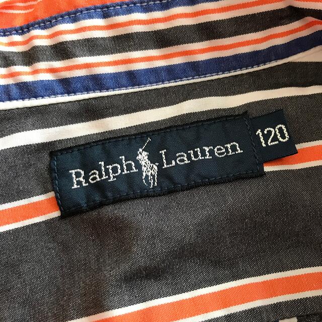 Ralph Lauren(ラルフローレン)の【Ralph Lauren】キッズ 120 長袖 シャツ オレンジ ストライプ キッズ/ベビー/マタニティのキッズ服男の子用(90cm~)(Tシャツ/カットソー)の商品写真