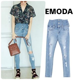 エモダ(EMODA)の【新品】EMODA クラッシュカーブハイウエストパギンス size2(デニム/ジーンズ)