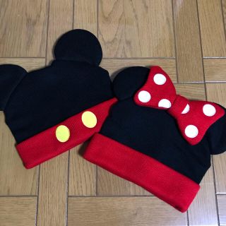 ディズニー(Disney)のニット帽 ディズニー ミッキー ミニー セット(キャラクターグッズ)