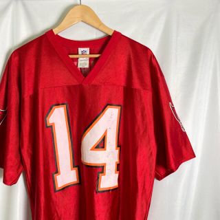 【古着】NFL ユニホーム　バッカニアーズ　L オーバーサイズ　レッド(アメリカンフットボール)