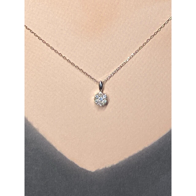良品/天然ダイヤモンドネックレス7石/0.2ct/K10/10金ホワイトゴールド