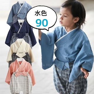 新品 袴 セットアップ ブルー 90  和装 七五三 (和服/着物)