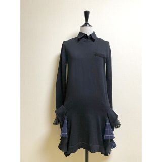 sacai - sacai サカイ ニット ミニワンピース ブラック 1の通販|ラクマ