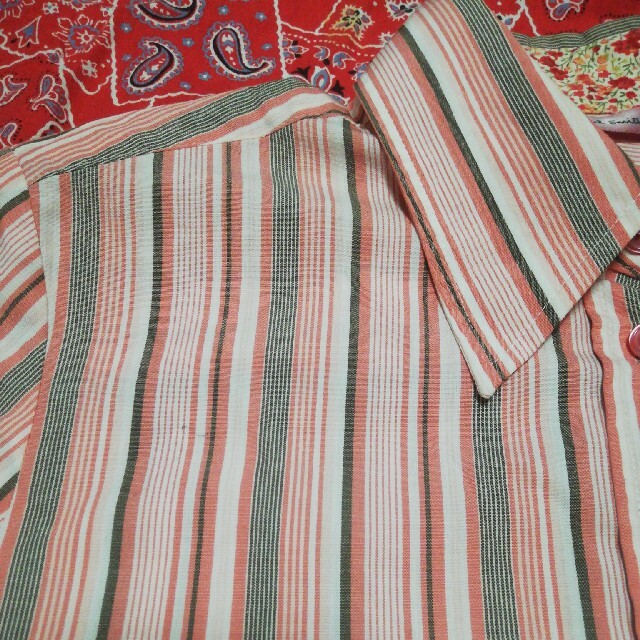 Paul Smith(ポールスミス)のポール　スミス　ピンク×グレー　ストライプシャツ　五分袖　半袖 レディースのトップス(シャツ/ブラウス(半袖/袖なし))の商品写真