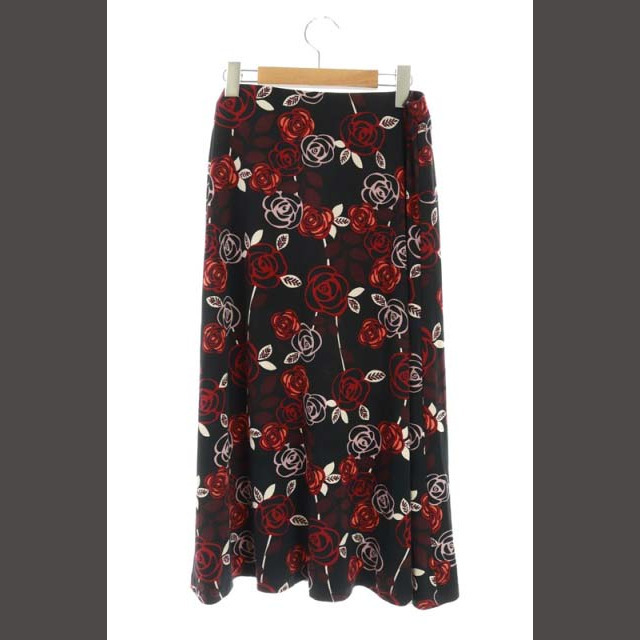 LAURA ASHLEY(ローラアシュレイ)のローラアシュレイ ロングスカート フレア 花柄 総柄 13 黒 マルチカラー レディースのスカート(ロングスカート)の商品写真