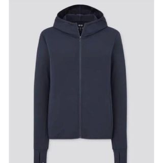 ユニクロ(UNIQLO)のUNIQLO 黒 エアリズムパーカ Lサイズ レディース ブラック(パーカー)