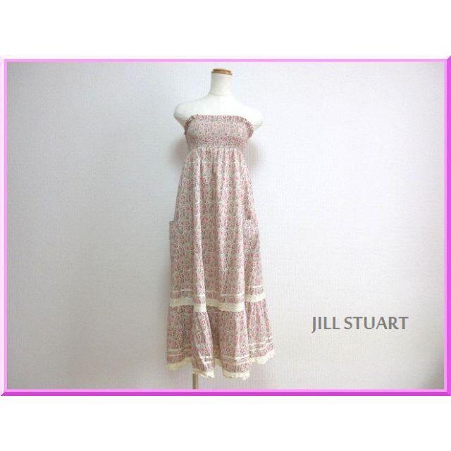 JILLSTUART(ジルスチュアート)のジルスチュアート★ベアトップ花柄ワンピース★ピンク★サイズ0 レディースのワンピース(ロングワンピース/マキシワンピース)の商品写真