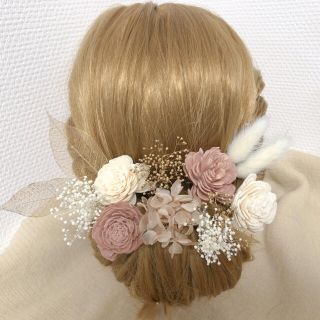 髪飾り　ドライフラワー　ヘッドドレス　ヘッドパーツ　結婚式　卒業式　前撮り(ヘアアクセサリー)