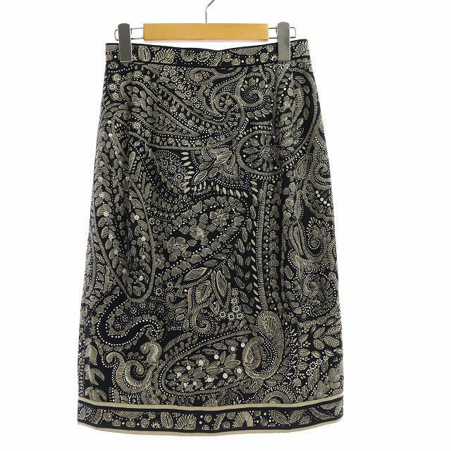 LEONARD(レオナール)のレオナール FASHION スカート シルク 66-92 L 黒 ベージュ レディースのスカート(ひざ丈スカート)の商品写真
