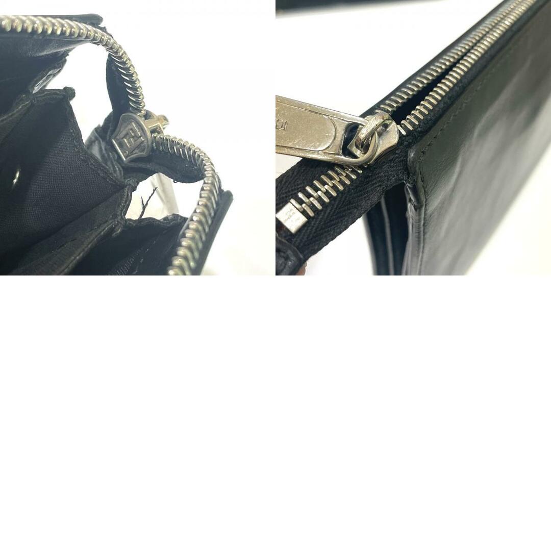 FENDI(フェンディ)のフェンディ FENDI ネロ 7VA350 ズッカ  カバン スリム クラッチバッグ レザー/ハラコ ブラック×ブラウン レディースのバッグ(クラッチバッグ)の商品写真