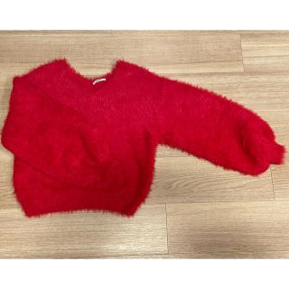 ムルーア(MURUA)の〈MURUA〉Vネックシャギーニットトップス　RED(ニット/セーター)