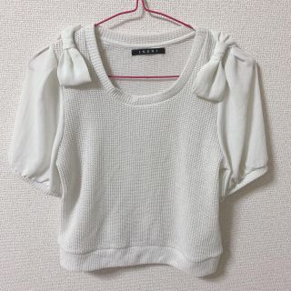 イング(INGNI)のINGNI 白　シースルー　リボン　Tシャツ(Tシャツ(半袖/袖なし))