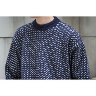 コモリ(COMOLI)のHERILL Old Jacquard Knit Navy ヘリル size 3(ニット/セーター)