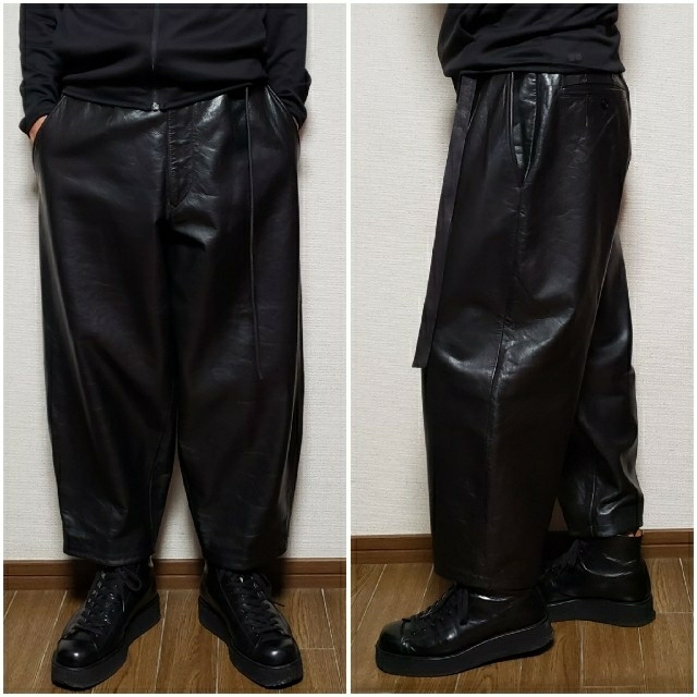 Yohji Yamamoto(ヨウジヤマモト)の最終価格 Yohji Yamamoto POUR HOMME レザーパンツ メンズのパンツ(その他)の商品写真