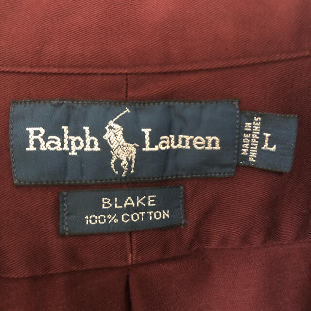 Ralph Lauren(ラルフローレン)の90s ラルフローレン ボルドー ワインレッド BLAKE 長袖シャツ 古着 メンズのトップス(シャツ)の商品写真