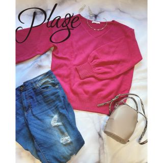 プラージュ(Plage)の【plage】美品　ピンクVネックニット(ニット/セーター)