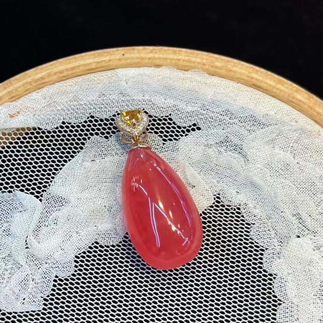 天然無処理 氷種 インカローズ ダイヤモンド ペンダント k18 8.8g ...