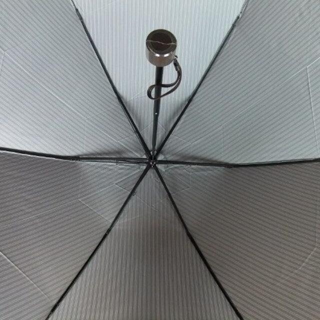新品タグ付◆ボルサリーノ◆紳士用 ストライプ折りたたみ傘 日本製60cmグレー系