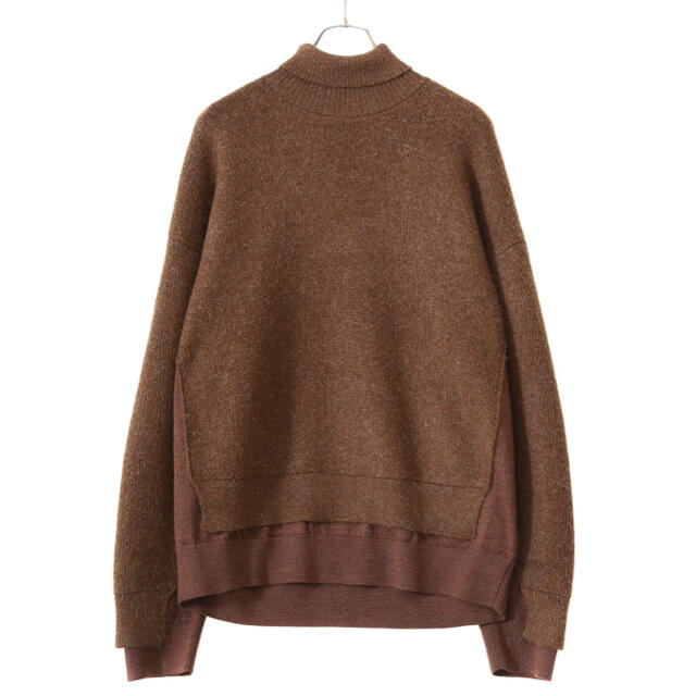 YOKE CONNECTING HIGHT NECK KNIT LS2素材