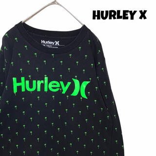 ハーレー(Hurley)の【希少デザイン】ハーレー hurley x Tシャツ ロンT 黒 S 古着 総柄(Tシャツ/カットソー(七分/長袖))