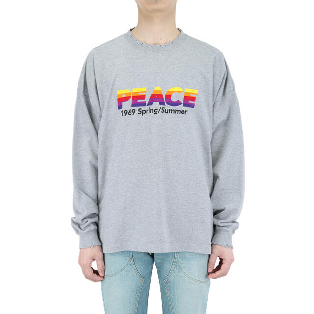 dairiku 21ss 刺繍T peace グレー　ロンT メンズのトップス(Tシャツ/カットソー(七分/長袖))の商品写真