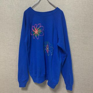 90s ビンテージ　スウェット　アメリカ製　USA製　used 花　フラワー(スウェット)