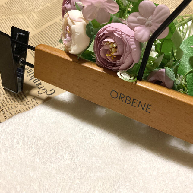 ORBENE(オルベネ)の＊非売品＊木製ハンガー ボトム スカート用 3本セット インテリア/住まい/日用品の収納家具(押し入れ収納/ハンガー)の商品写真