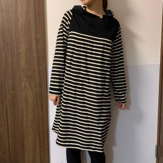 ボーダーワンピース　授乳服　マタニティ(マタニティワンピース)