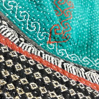 丁寧刺繍とリボンテープが可愛いラリーキルト 刺し子 エスニック