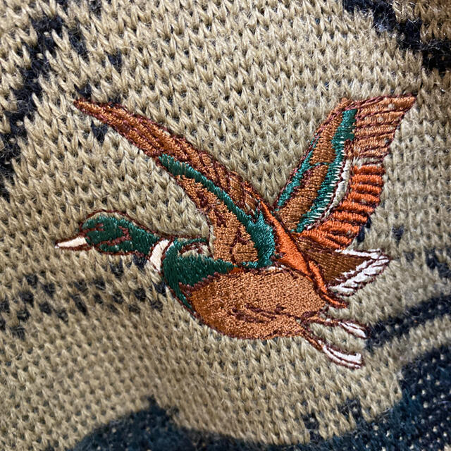 メンズ レディース 柄ニット 総柄 vintage 刺繍 風景 デザインニットの