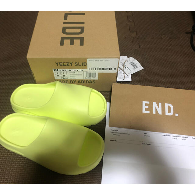 ADIDAS KIDS YEEZY SLIDE "GLOW GREEN"