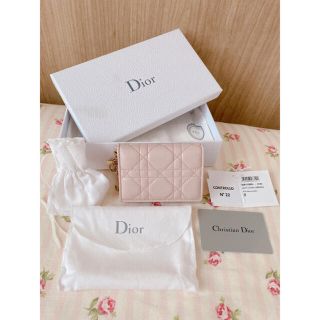 クリスチャンディオール(Christian Dior)のディオール LADY DIOR カードホルダー カナージュ ラムスキン ピンク(名刺入れ/定期入れ)