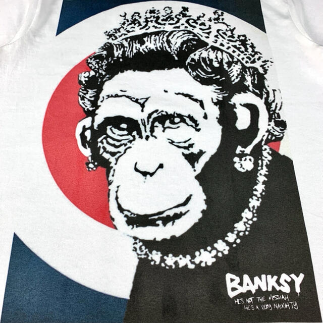 新品 ビッグプリント バンクシー チンパンジー エリザベス ターゲット Tシャツ