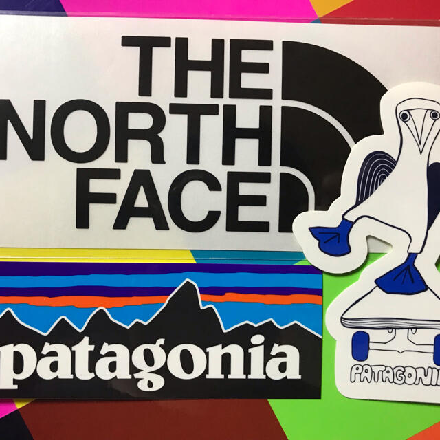 patagonia(パタゴニア)の★補強あり★新品未使用　ノースフェイス&パタゴニア　ステッカー3枚セット　黒 スポーツ/アウトドアのスポーツ/アウトドア その他(その他)の商品写真