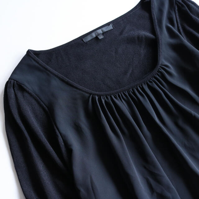 ANAYI(アナイ)のANAYI✨アナイ 5分袖 ニット シフォン ブラック 黒 きれいめ オフィス レディースのトップス(ニット/セーター)の商品写真