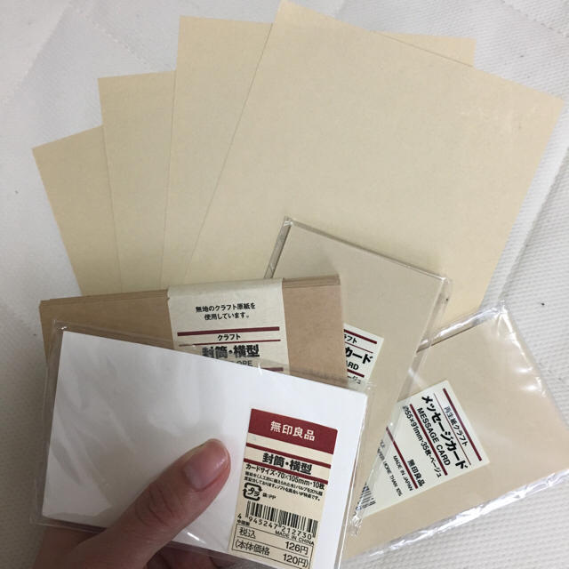 MUJI (無印良品)(ムジルシリョウヒン)の無印 メッセージカード、封筒セット ハンドメイドの文具/ステーショナリー(カード/レター/ラッピング)の商品写真