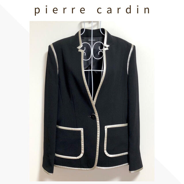 pierre cardin(ピエールカルダン)の【美品】pierre cardin シルバーパイピング ジョーゼットジャケット レディースのジャケット/アウター(テーラードジャケット)の商品写真