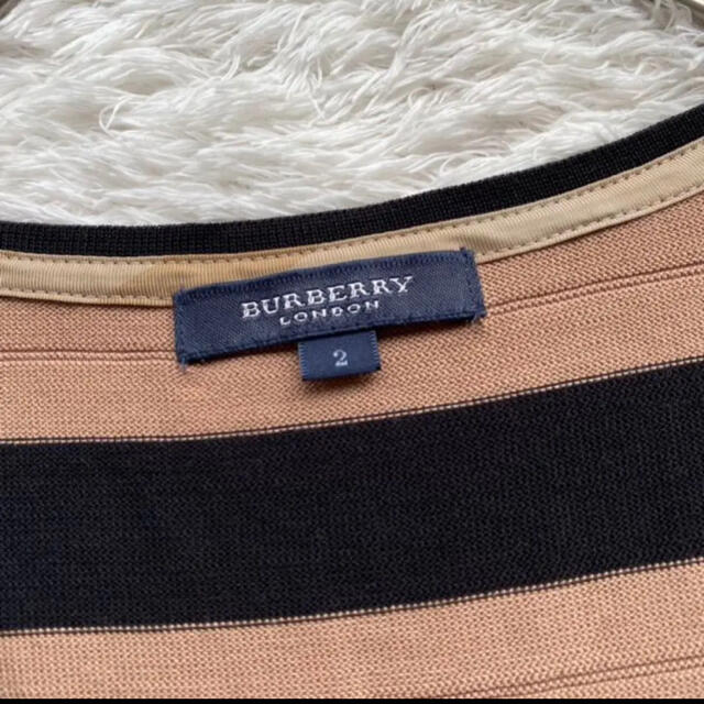 BURBERRY(バーバリー)のバーバリーロンドン シルク混 ボーダー ニット 茶 黒 ブラウン ブラック レディースのトップス(ニット/セーター)の商品写真