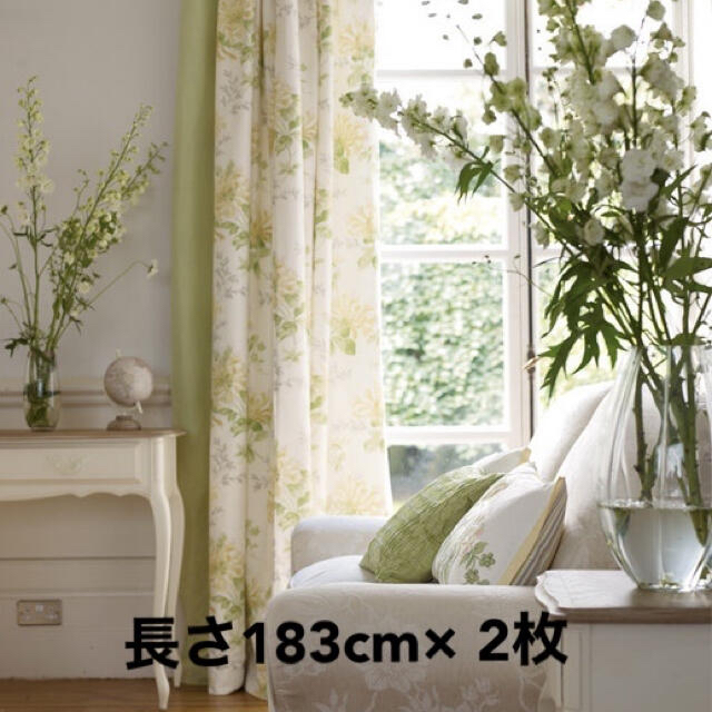 LAURA ASHLEY(ローラアシュレイ)のW223×Ｌ183cm2枚　ハニーサックルペンシルカーテンタイバック付き インテリア/住まい/日用品のカーテン/ブラインド(カーテン)の商品写真