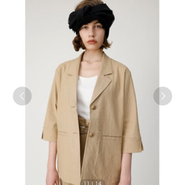 moussy(マウジー)のmoussy  ハーフスリーブ LINEN BLEND ジャケット レディースのジャケット/アウター(テーラードジャケット)の商品写真